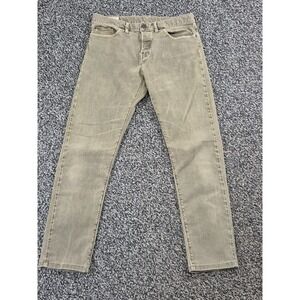 Shockoe Atelier Pants Mens 31x29 Green Denim Jeans Button Fly Stretch USA Made